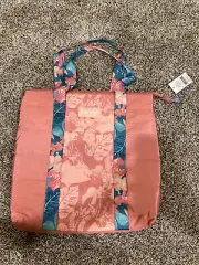 Pink Quilted Tote Bag Emma & Chloe Floral Tropical Zip Double Handle Straps New