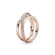 Authentic Pandora Rose Crossover Pavé Triple Ring Size (50) 5