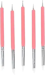 COHEALI Polymer Clay Dotting Tool Set 5pcs Double-ended Shaper Pen 10 Tips Silicone Metal for Modeling Pottery and Nail Art