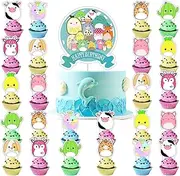 25Pcs Squishmallow Cake Decorations with 24pcs Cupcake Toppers, 1pcs Big Cake Topper for Squishmallow Birthday Party Supplies