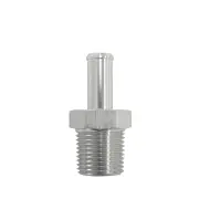 Aeroflow Male NPT To AN Barb Straight Adapter 1/2" To -8 Hose Silver Finish