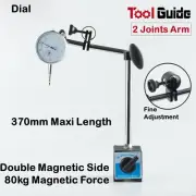 0-10mm Dial Indicator Gauge 2D Magnetic Base Holder Long Arm Fine Adjustment