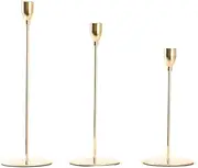 Set of 3 Gold Candle Holders, Tall Taper Candle Holder for Taper Candle, Candle Sticks, Candlestick Holder, Table Centerpiece Decorative, Candle Stick for Wedding, Dinning,Party, Living Room