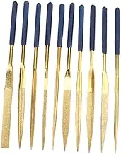 Set of 10 Coated Needle Files Wood Carving Tools Flat Tapered Round Half-round Three-square Square Files for Diy Crafts