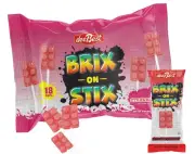 Brix On Stix | Brick Building Party Lollipop Suckers | Strawberry Pink Fruit Fla