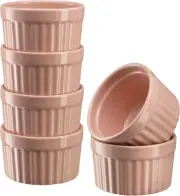 Ramekins, Creme Brulee Ramekins, Pink Ramekins, Set of 6 Porcelain Souffle Dishe
