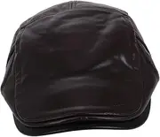 [LIFKOME] Color Block Warm Forward Hat Newsboy Hats for Men Color-Blocked Hat News Boy Cap for Men Warm Hats Newsboy Caps Flat Caps for Men Old Man Hats Running Beanie Pu Leather Black