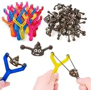 JZK 25x Silly poo slingshot game for kids, soft squishy poo toy, funny poop shooting game, joke toys prank for kids party favours gift, flying poo game, fun family games for kids and adults