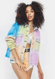 [Glamorous] Multi Tie Dye Denim Jacket