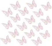 uxcell 20Pcs Butterfly Appliques Embellishments, 2.4 inches Double Layer Lace Organza Butterfly Patches Sew On Appliques for Wedding Bride Dress Clothes Hat Curtain, Pink