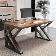 Home Office Desk, Computer Desk with K-Shaped Legs & Thick Frame - for Work, Gaming & Study 100CM/40-inch Retro Oak/Black