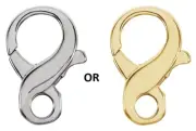 14K Solid Yellow Gold or Silver Infinity Lobster Claw Clasp Quality Stamp Chain