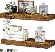 QEEIG Bathroom Shelves Wall Shelf Over Toilet Small 16 inch Set of 2, Rustic Brown (008-40BN)