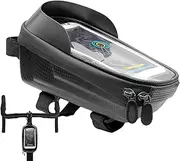 Top Tube Cycling Bag | Storage Bag Bikers | Waterproof Hard Case Phone Holder Bag, Double Zipper Adult Cycling Bag for Phones, Wallets