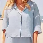 NWT $78 ANDIE the Margarita Button-up gauze cotton top M