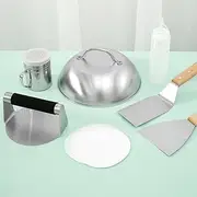 7Pcs Stainless Steel Smash Burger Kit - with Flat Bottom Wear Resistant Non Stick Burger Press Set Dishwasher Safe Burger Making Tools Kit for Kitchen Cooking