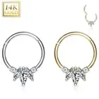 14K Solid GOLD Marquise CZ Ring EAR NOSE Piercing Septum Cartilage Daith Helix