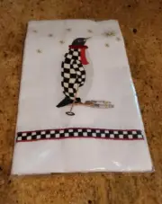 Mckenzie-Child Courtly Checker Penguin Set 2 Towels - New In Bag And W/ Tags