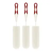 3x Bottle Brush Long Handle Soft Nylon Bristles for Bottles Glass Jars Cups