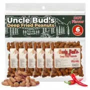 Uncle Bud's Hot & Spicy Deep Fried Peanuts in Shell (6-Pack) | Premium Flavor...
