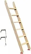 6 Step Bunk Bed Ladder, Wooden Loft Bed Ladder with Hook Bracket and Non-Slip Feet, 300kg/600lbs Loading