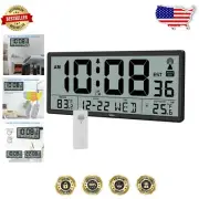 14.5 Inch Jumbo Atomic Wall Clock with Wireless Temperature Sensor & LCD Display