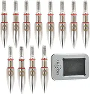 12pcs Archery Field Points 100 Grain Bullet Points Screw-in Arrow Tips for Recurve&Compound Bow Target Practice