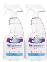 2 X Milton 500mL Antibacterial Surface Spray 3 in 1 CLEANS DISINFECTS FRESHENS
