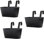 Balcony Hanging Planters with Detachable Hooks, Set of 3 Metal Iron Railing Planter Pots for Outdoor Indoor Fence Garden Wall Home Porch Patio Decor