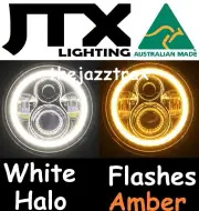 1pr 7" JTX LED Headlights WHITE Halo Ford Mustang Convertible Fastback GT