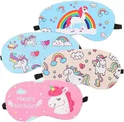 HAMPPLIES 4Pcs Cartoon Unicorn Eye Masks Skin Friendly Sleeping Eye Covers for Adults Comfortable Light Blocking Blindfolds for Naps and Travel for Friends and Family