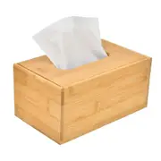 Bamboo Tissue Box Wooden Cover Dispenser Holder Storage Case for Home and Office