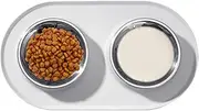 Pet Bowls for Dogs, Double Bowls Set with Non-Spill Silicone, Raised Pet Feeder, Cat Feeder with Placemat, Anti-Slip Waterproof Dog Cat Breed Silicone Bowl Dish for Eating Feeding Snack Time