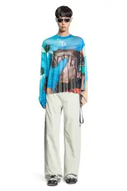 [44 LABEL GROUP] Long Sleeve Mesh T-shirt Blue