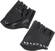 [WATIIFUFU] Rivet Gloves Half Gloves Women Goth Mittens Goth Gloves Mittens Breathable Touchscreen Gloves Half Gloves for Women Fingerless Costume Gloves Mittens Black Pu