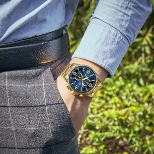 熱銷 手錶腕錶MINI FOCUS黃金手錶 大錶盤男錶中東爆款夜光防水鋼帶男手錶0278G
