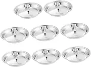 PEPLAYTAL 8pcs Divided Round Plates: Stainless Steel Sauce Dishes Dipping Bowl Portion Control Plates for Condiments Appetizers BBQ Picnic