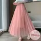 【 Mimistyle】不規則雙層紗裙 中長款鬆緊腰公主裙(台灣現貨)