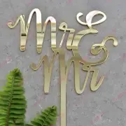 Mr & Mr Gay Acrylic Gold Mirror Wedding Cake Topper