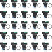 25 Pcs Momentary Push Button Switch, 16mm Self Locking Push Button Switch, 24V Push Button Switch, Square Push Button Switch with Light Kit (Green)