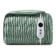 Dreamaker Eyelash Fleece Reversible Heated Throw Faded Green & Sage 160 x 130cm