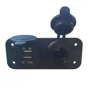 12 Volt Dual USB & Female Cigarette Socket with Flush Mount Plate