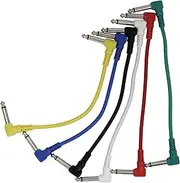 tunghey 6Pack Guitar Cable 30CM - Guitar Patch Cable - Instrument Cable - Guitar Accessories - Classic Series Cable - Dual Right Angle 6 Colors