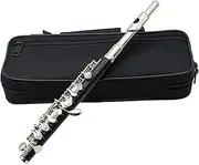 Piccolo Ottavino Half-Size Flute Cupronickel Silver Plated C Key Tone with Polish Cloth Cleaning Stick Padded Box Case Screwdriver