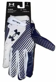 Under Armour Blur Mens Large Football Gloves Adult Glue Grip Navy/White MSRP $50