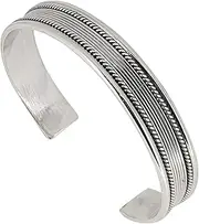 [Treasure Bay] TreasureBay Solid 925 Sterling Silver Bangle Bracelet, Men's Silver Cuff Bangle