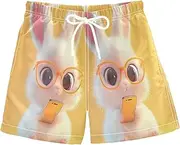 [RPLIFE] Kids Swim Trunks, Anti-Chafe Swim Trunks Boys 2 T, Cute Bunny Yellow