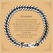 [Generic] Gramma Gift. Best Thank You Gifts for Gramma, I Love You Even More. Appreciation Gifts, Cuban Link Chain Bracelet with Message Card for Gramma, Small, Silver Plated Zinc, Cubic Zirconia
