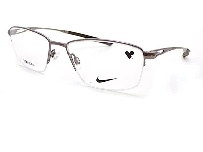 Nike Titanium Glasses Frame Shiny Gunmetal Black 54mm RX Semi Rimless 6045 070