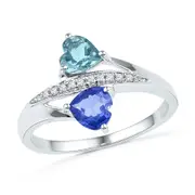 1/20CTW-Diamond 1 CT-AQ LBS GEMSTONE LAB CREATED RING